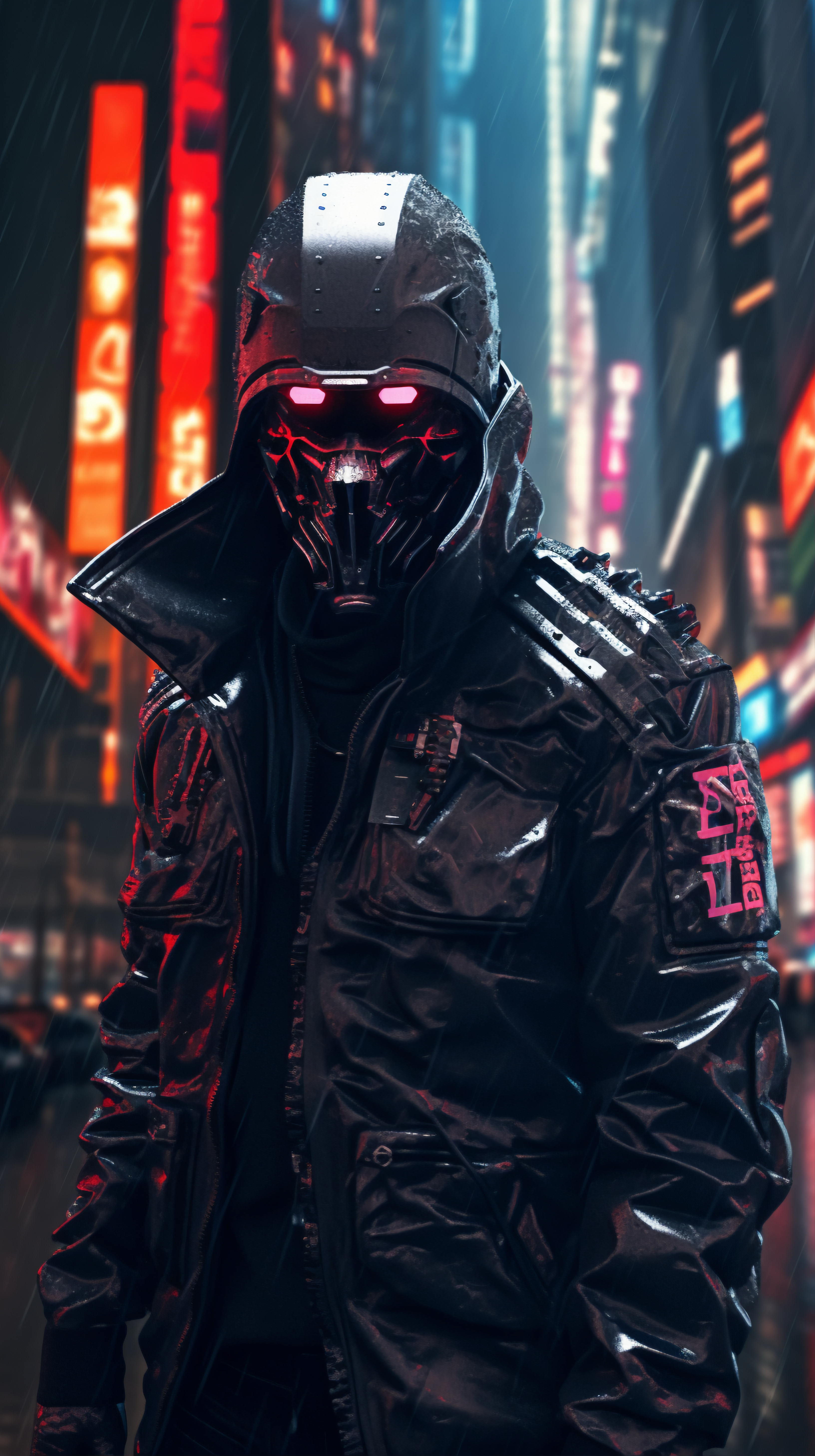 Masked operator firing in a blue tactical scene